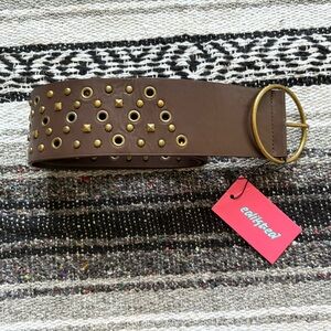 Brown Studded Grommet Belt One Size Y2K 90s Grunge Streetwear